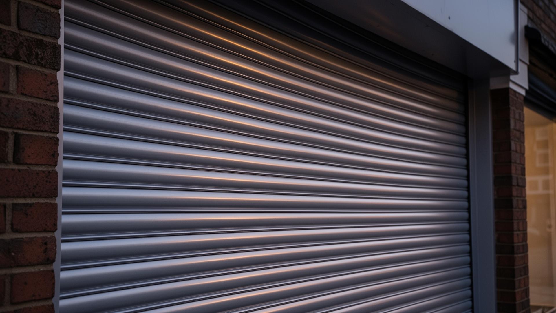 Insurance-grade aluminium roller shutter installed over a UK commercial shopfront