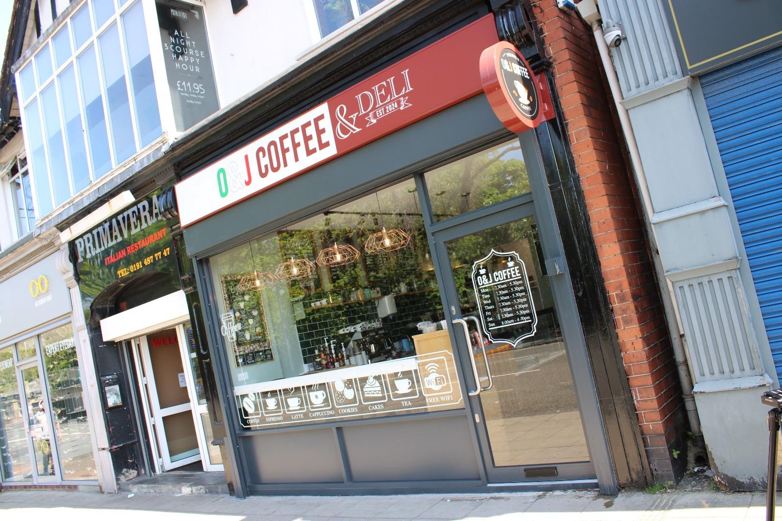 OJ Coffee Newcastle — aluminium shopfront and double door installation – Prestige Aluminium Systems